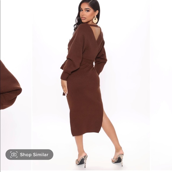 Chocolate brown sweater dress - Picture 3 of 5